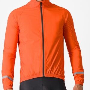 Castelli Cycling Men's Orange Emergency Rain Jacket large NWT